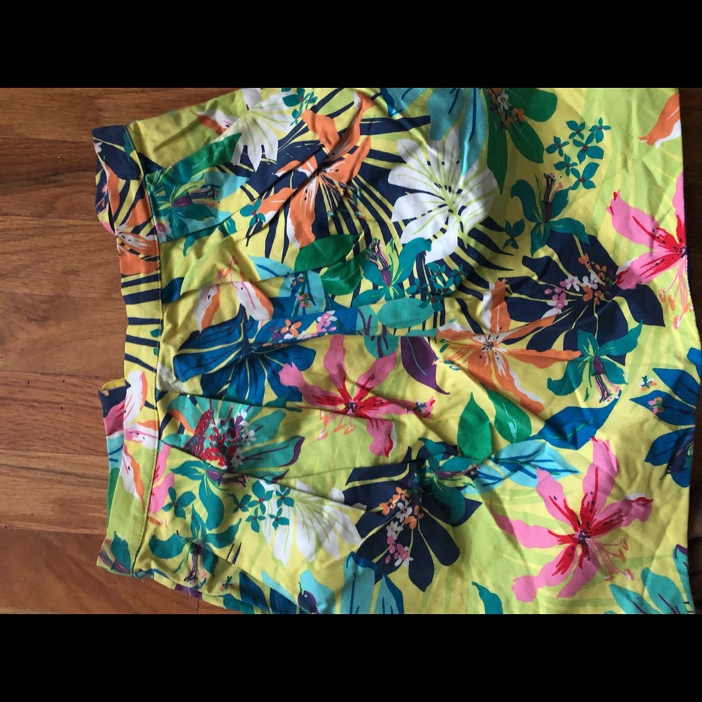 Zara neon floral skirt